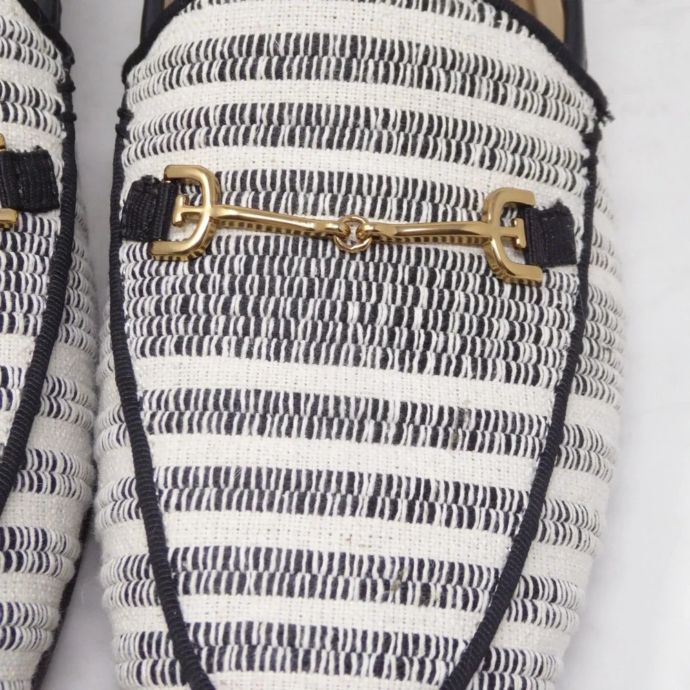 Sam Edelman Womens Loraine Loafers Navy White Striped Bit Detail 7.5